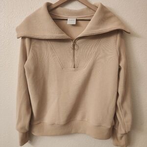 Varley Vine Half Zip Taupe Marl Pullover Sweatshirt Womens Small